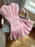 Elegant Homecoming Dress A Line V-neck Pleated Short Prom Dress Cocktail Dress Birthday Party Outfits HZ0319