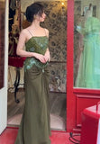 Retro Prom Dress Spaghetti Straps Pleated Gala Dress Evening Dress Birthday Party Outfits HZ0319