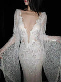 New Arrival Wedding Dress Crew Neck Backless Mermaid Wedding Dress HZ0319