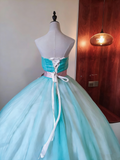Beauty Prom Dress Strapless Flower Pleated Tulle Ball Gown Birthday Party Outfits Evening Dress Sweet 16 Dress HZ0319