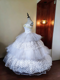 Beauty Prom Dress Strapless Tulle Lace Ball Gown Birthday Party Outfits Evening Dress Sweet 16 Dress HZ0319
