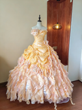 Cute Prom Dress Strapless Pleated Ruffle Ball Gown Birthday Party Outfits Evening Dress Sweet 16 Dress HZ0319