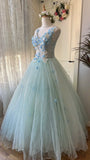New Design Prom Dress V-neck Pleated Tulle Ball Gown Evening Dress Quinceanera Dress HZ0319