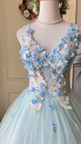 New Design Prom Dress V-neck Pleated Tulle Ball Gown Evening Dress Quinceanera Dress HZ0319