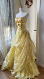 Beauty Prom Dress A Line Strapless Pleated Gala Gown Evening Dress Birthday Party Dress HZ0319