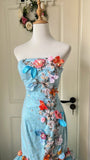 Stunning Prom Dress Strapless Pleated Floral Mermaid Gala Gown Evening Dress Birthday Party Dress HZ0319