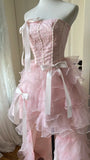 New Arrival Short Prom Dress Strapless Ruffle Homecoming Dress Birthday Party Dress HZ0319