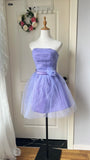 Minimalist Homecoming Dress A Line Strapless Pleated Tulle Short Prom Dress Birthday Party Dress HZ0319