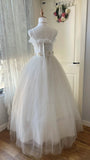 Retro Wedding Dress Spaghetti Straps Pleated Tulle Wedding Dress HZ0319