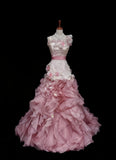 Stunning Prom Dress Asymmetrical Neck Floral Ruffle Gala Gown Formal Dress Evening Dress HZ0319