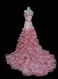Stunning Prom Dress Asymmetrical Neck Floral Ruffle Gala Gown Formal Dress Evening Dress HZ0319