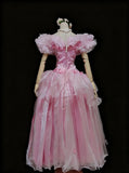 Retro Prom Dress Crew Neck Ruffle Pleated Ball Gown Quinceanera Dress Evening Dress HZ0319