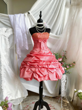 Sweet Homecoming Dress Strapless Pleated Short Prom Dress Birthday Party Dress Cocktail Dress HZ0319