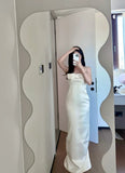Minimalist Prom Dress White Spaghetti Straps Tulle Mermaid Gala Dress Evening Dress Formal Dress HZ0319