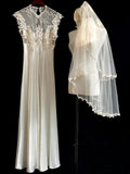 Vintage Wedding Dress Crew Neck Lace Wedding Dress HZ0319