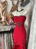 Beauty Prom Dress Red Strapless Hi-Lo Evening Dress Cocktail Dress Birthday Party Dress HZ0319
