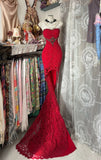 Beauty Prom Dress Red Strapless Hi-Lo Evening Dress Cocktail Dress Birthday Party Dress HZ0319