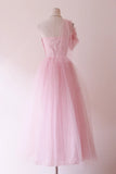 Hot Sale Prom Dress Light Pink Asymmetrical Neck Tulle Evening Dress Gala Dress Party Dress HZ0319