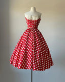 Beauty Prom Dress Strapless Polka Dots Pleated Evening Dress Gala Dress Formal Dress HZ0319