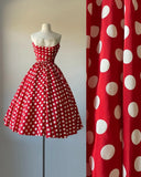 Beauty Prom Dress Strapless Polka Dots Pleated Evening Dress Gala Dress Formal Dress HZ0319