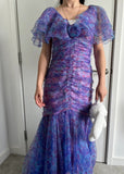 Stunning Prom Dress V-neck Pleated Print Mermaid Formal Dress Evening Dress Gala Dress HZ0319
