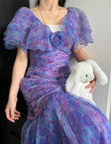 Stunning Prom Dress V-neck Pleated Print Mermaid Formal Dress Evening Dress Gala Dress HZ0319