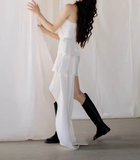 New Arrival Wedding Dress Asymmetrical Neck Pleated Short Wedding Dress Prom Dress HZ0319