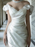 New Arrival Wedding Dress Off Shoulder Pleated Tulle Mermaid Wedding Dress HZ0319
