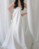 Minimalist Wedding Dress A Line Strapless Wedding Dresses HZ0319