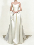 Minimalist Wedding Dress Satin Sweetheart Pleated Wedding Dresses HZ0319
