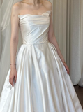 Minimalist Wedding Dress Strapless Pleated Wedding Dresses HZ0319