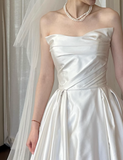Minimalist Wedding Dress Strapless Pleated Wedding Dresses HZ0319