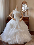 Stunning Wedding Dress Strapless Tiered Ruffle Wedding Dress HZ0319
