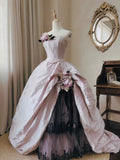 Elegant Prom Dress Strapless Pleated Tulle Quinceanera Dress Ball Gown Evening Dress HZ0319