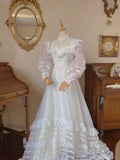Stunning Wedding Dress A Line High Collar Tulle Pleated Wedding Dress HZ0319