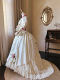 Vintage Wedding Dress V-neck Short Sleeves Pleated Wedding Dress HZ0319