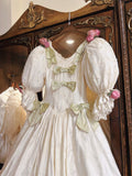 Vintage Wedding Dress V-neck Short Sleeves Pleated Wedding Dress HZ0319