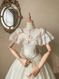 Retro Wedding Dress Crew Neck Pleated Flower Wedding Dress HZ0319