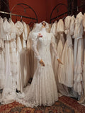 Vintage Wedding Dress Asymmetrical Neck Long Sleeves Mermaid Wedding Dresses HZ0319