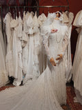 Vintage Wedding Dress Asymmetrical Neck Long Sleeves Mermaid Wedding Dresses HZ0319