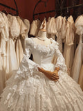 Vintage Wedding Dress Crew Neck Tiered Wedding Dress HZ0319