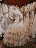 Retro Wedding Dress V-neck Pleated Tiered Wedding Dress HZ0319