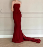 Elegant Prom Dress Wine Red Strapless Gala Dress Evening Dress Formal Dress HZ0319