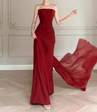 Elegant Prom Dress Wine Red Strapless Gala Dress Evening Dress Formal Dress HZ0319