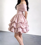 New Arrival Homecoming Dress Off Shoulder Pleated Short Prom Dress Birthday Party Outfits HZ0319