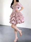 New Arrival Homecoming Dress Off Shoulder Pleated Short Prom Dress Birthday Party Outfits HZ0319