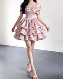 New Arrival Homecoming Dress Off Shoulder Pleated Short Prom Dress Birthday Party Outfits HZ0319