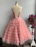 Elegant Prom Dress Strapless Tulle Pleated Gala Dress Evening Dress Formal Dress HZ0319