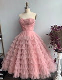 Elegant Prom Dress Strapless Tulle Pleated Gala Dress Evening Dress Formal Dress HZ0319