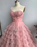 Elegant Prom Dress Strapless Tulle Pleated Gala Dress Evening Dress Formal Dress HZ0319